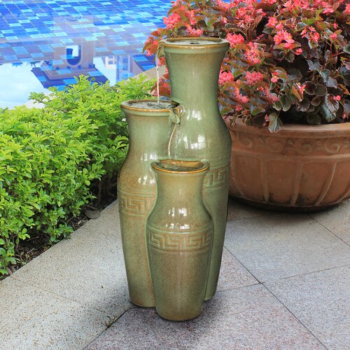 Hand Crafted Outdoor Ceramic Weather Resistant Floor Fountain 